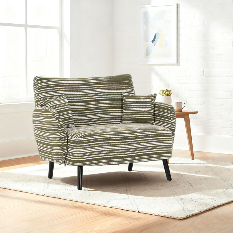 Fauteuil d'appoint rembourré Mid-Century, Vert olive