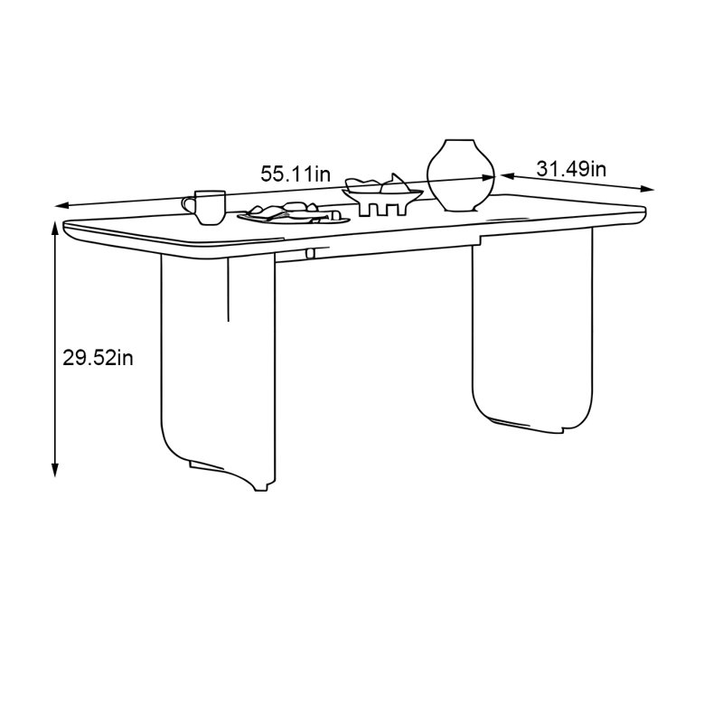 Table de salle à manger en bois massif de style français rétro, H 29,52 po x L 55,11 po x l 31,49 po
