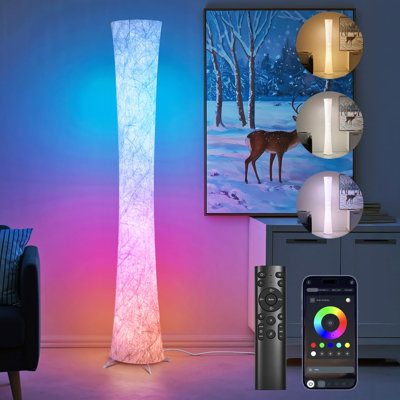 Lampe sur pied Smart RVB avec Music Sync - Lampe de coin à changement de couleur de 61 po avec application et télécommande, 16 millions de couleurs pour la chambre à coucher, la salle de jeux et l'éclairage du salon