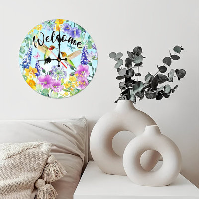 Horloge murale en bois 10 po, mouvement silencieux, à piles (piles AA non incluses), décor artistique, parfait pour les décorations