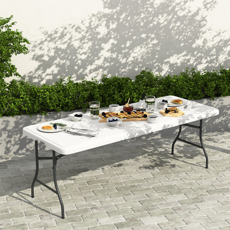 Table pliante en plastique légère pour l'extérieur, H 29 po x l 70,87 po x P 27,56 po