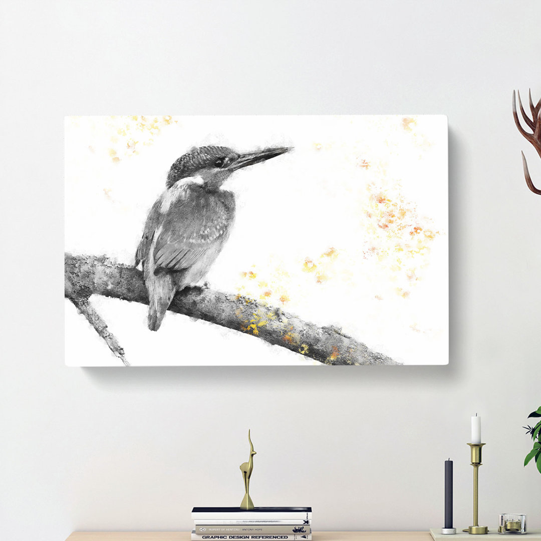Kingfisher Bird On A Branch - Wrapped Canvas