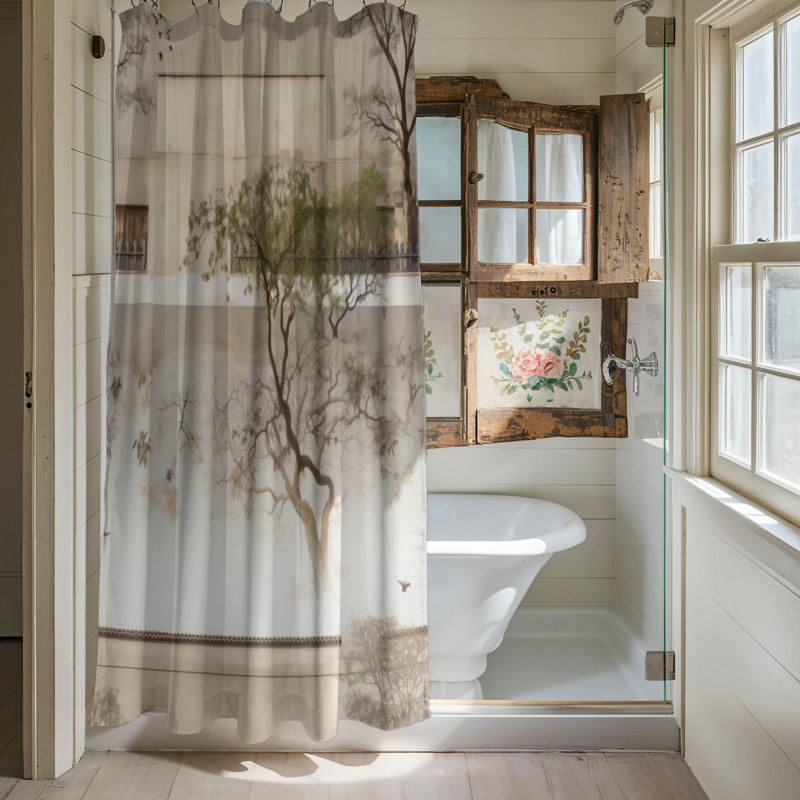 Old Brick - Rideau de douche Premium, H 74 po x l 71 po