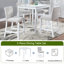 Ensemble de salle à manger carré à hauteur de comptoir avec 4 chaises rembourrées, plateau de table en faux grain de bois, structure en bois massif, gris classique, 5 pièces