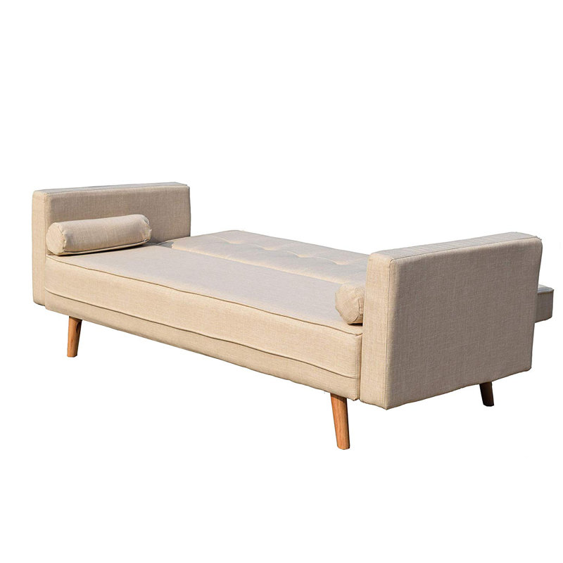 Mccarty 189cm Upholstered Futon And Mattress, Beige