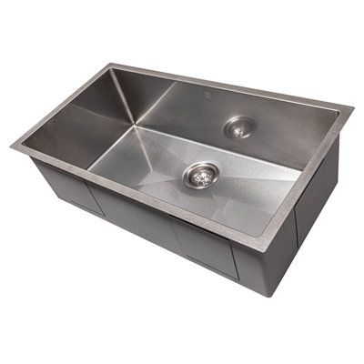 DuraSnow® ZLINE 33" Meribel Undermount Single Bowl Fingerprint Resistant Stainless Steel Kitchen Sink with Bottom Grid