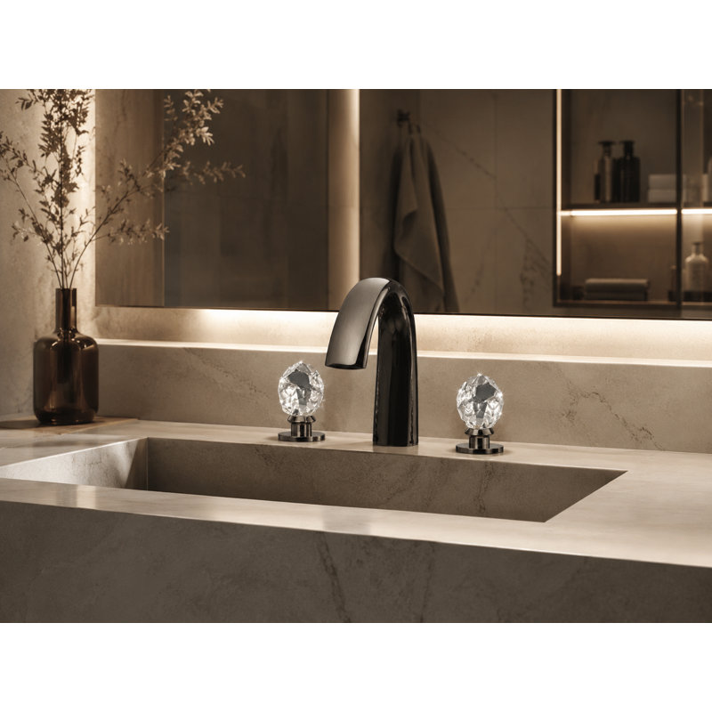 Swarovski Crystal Widespread Bathroom Faucet, Polished Gold