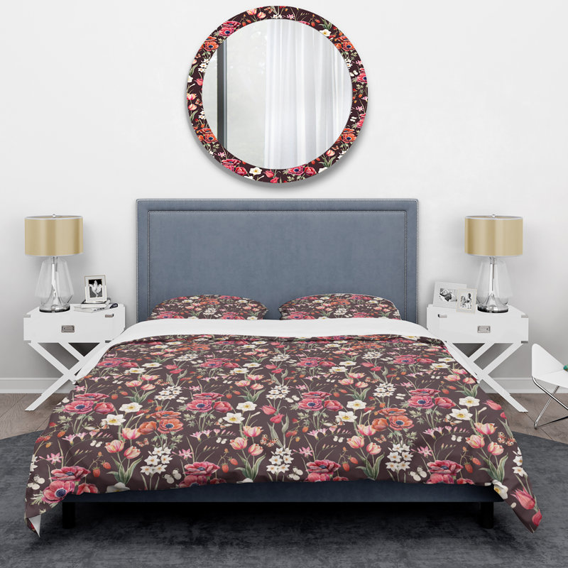 Multicolore floral - Ensemble de housse de couette floral - Polyester microfibre