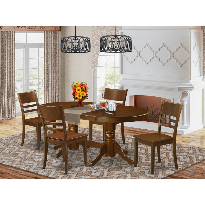 5 Piece Dining Room Table Set Includes an Oval Kitchen Table with Butterfly Leaf and 4 Dining Chairs, Espresso