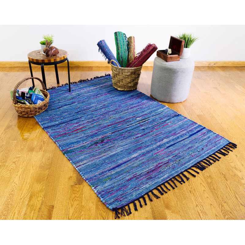 Cotton Abstract Indoor Rug, Rectangle 4' x 6'