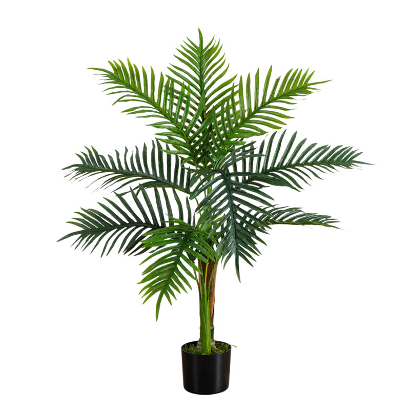 Double palmier artificiel Robellini résistant aux rayons UV (intérieur / extérieur), H 36 po x l 24 po x P 24 po
