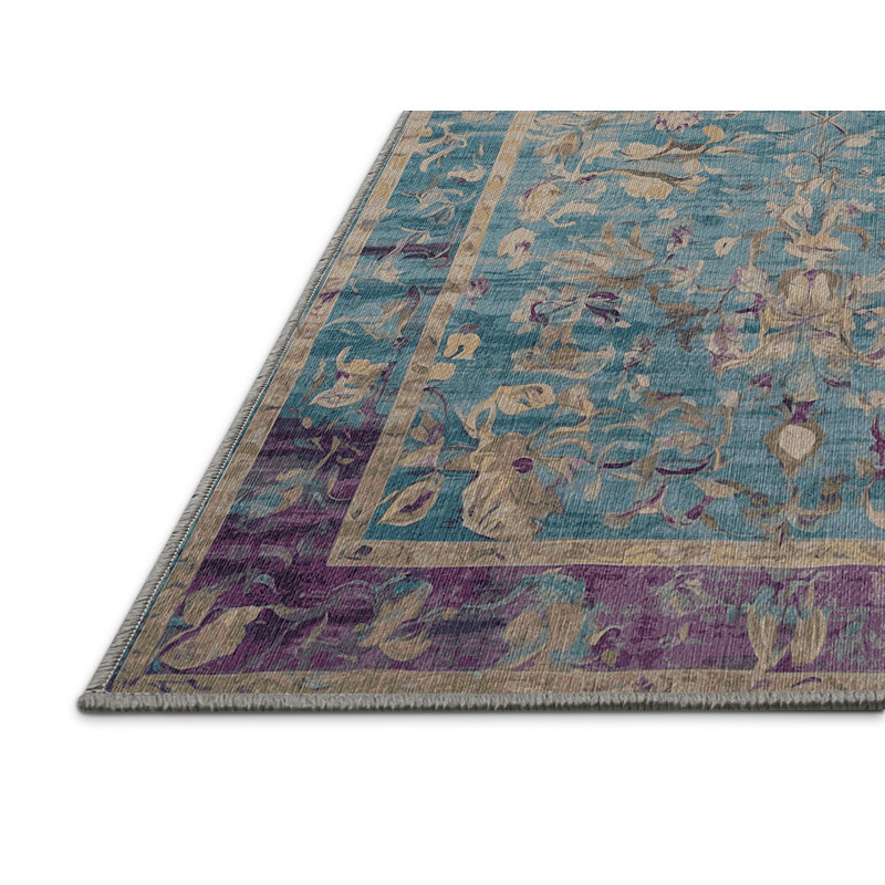 Machine Washable Gray Area Rug, Rectangle 7' x 9'