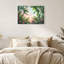 Art mural sur toile, feuilles tropicales et fleurs d'hibiscus roses sur ciel pastel-742005630