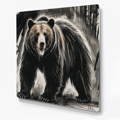 Faune, ours gris, art mural en métal