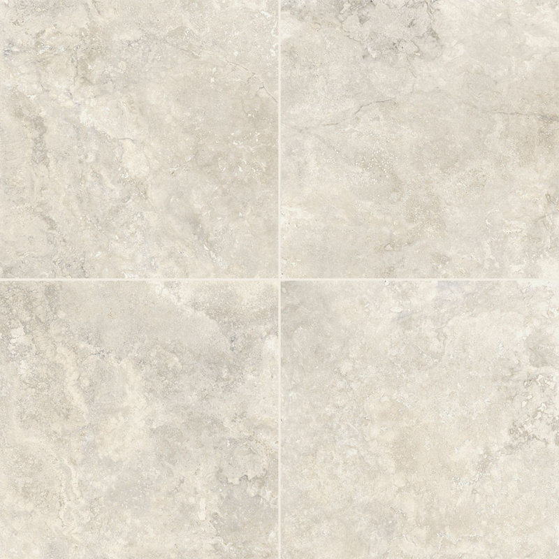 Travino Cross Cut Travertine 24X24 Matte Porcelain Tile, Polished Pearl