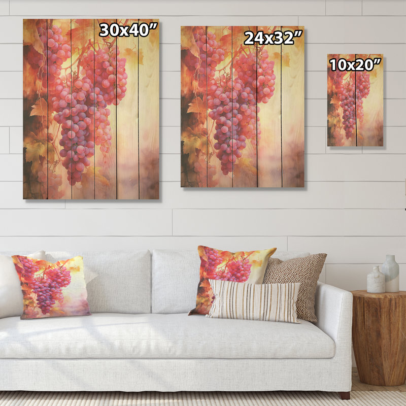 «Vineyard Veil - Wine Wood», art mural sur bois de pin naturel, H 20 po x l 10 po