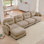 Canapé modulaire en L convenant aux maisons modernes avec canapé-lit modulaire avec repose-pieds, tissu chenille doux, conception ergonomique, dossier capitonné, base en bois de haute qualité facile à installer, convient aux chambres à coucher, aux coins lecture, au chameau