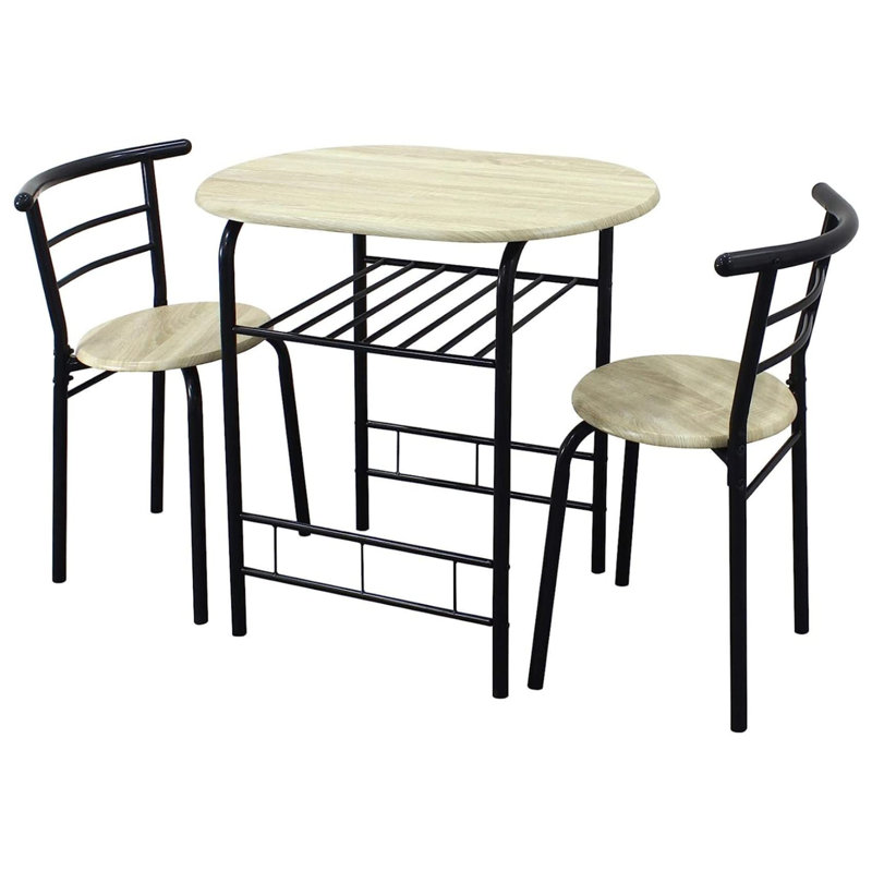 Kuntz 2 - Person Dining Set, Natural, Natural, Black