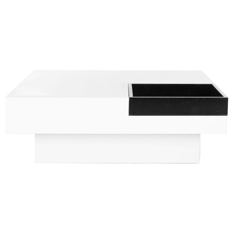 Rubbina Elegant Coffee Table – Sleek White Lacquer Surface with Plinth Base for Modern Living Rooms