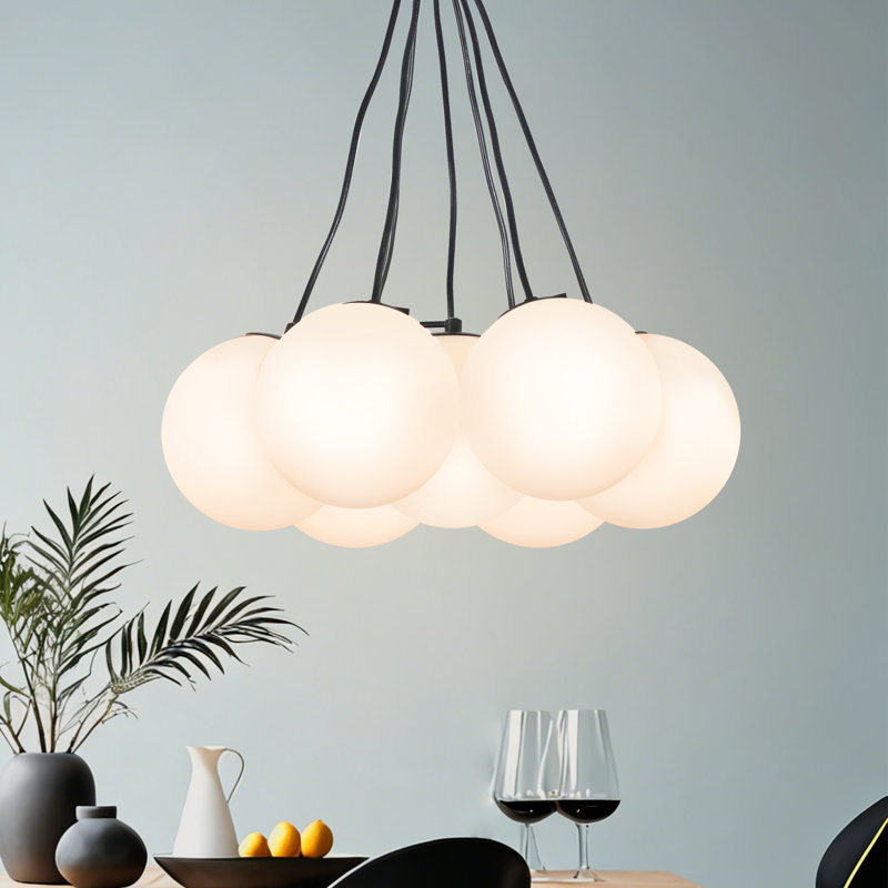 7- Light  Modern Chandelier Sputnik Chandelier Glass Chandelier With White Glass