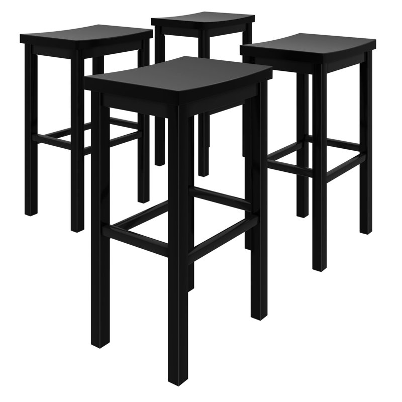 Stool Bar Height (30in) - 4 pack, Black, Black