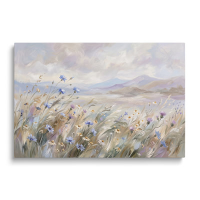 Tableau sur toile multicolore représentant un paysage de fleurs sauvages, œuvre d'art mural pictural pour le salon, la salle à manger et la chambre.