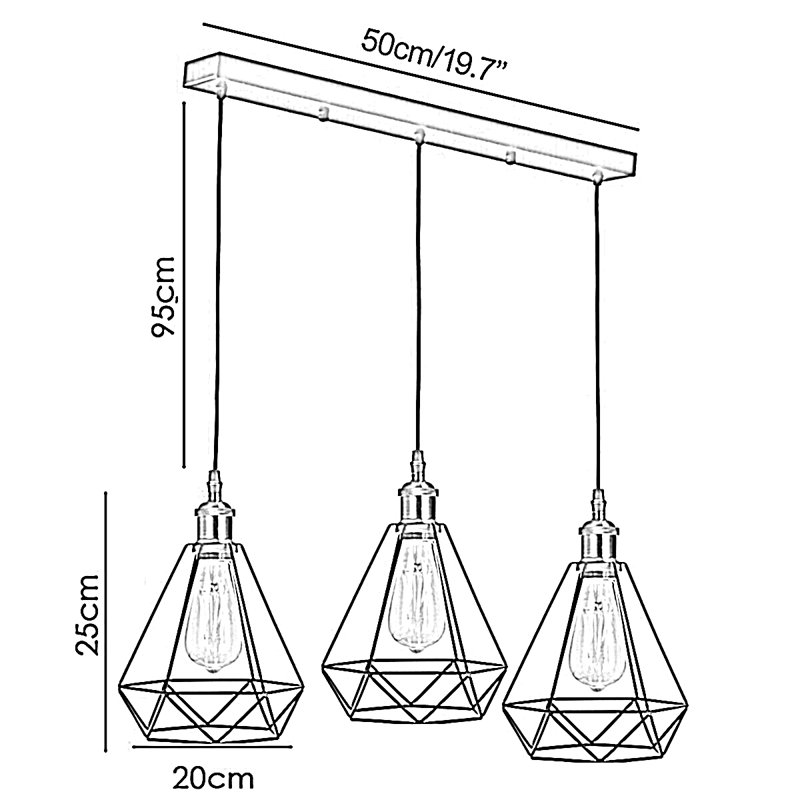 Gamada 3 - Light Kitchen Island Pendant, Brushed Copper