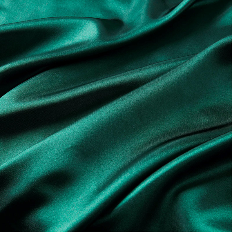 Ensemble de draps en satin de luxe, Édredon double + 3 pièces supplémentaires, Émeraude