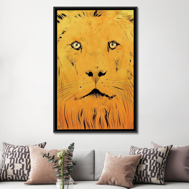 « lion » par giuseppe cristiano, peinture sur toile tendue, H 18 po x l 12 po x P 1,5 po, Pas de tapis, Toile tendue