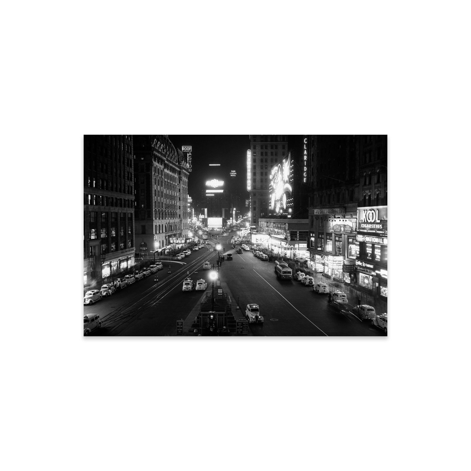 Ebern Designs 1930s Overhead Of Times Square Lit Up At Night With Cars 