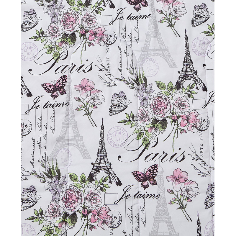 CEDAR COURT Paris Floral Lilac Ultra Soft Microfiber Reversible Comforter Set, King Comforter + 7 Additional Pieces
