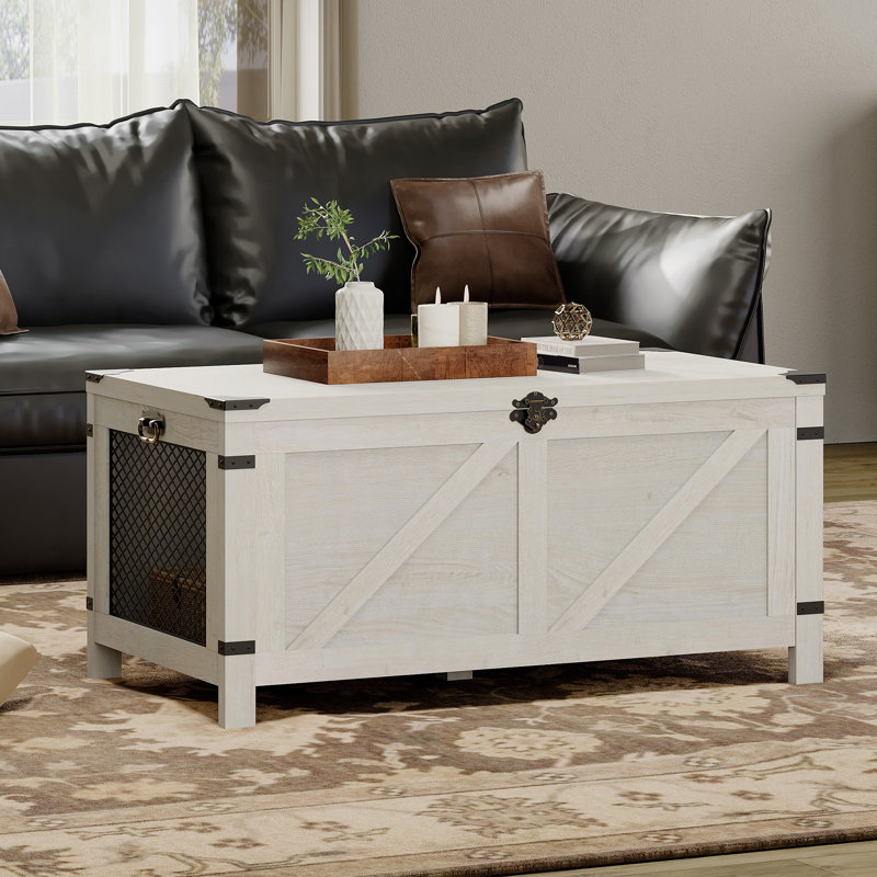Table basse à quatre pieds avec rangement Vita, Plateau blanc / base blanche