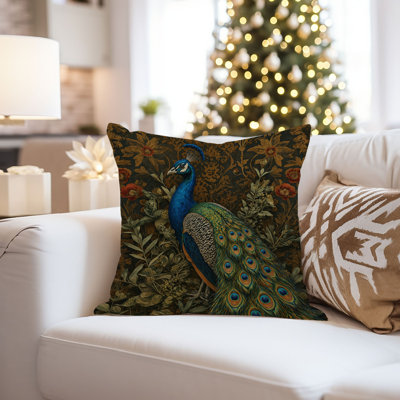 Housse de coussin animaux animaux William Morris - Peacock