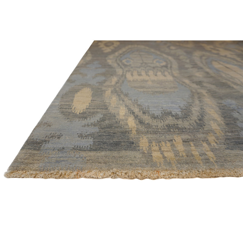 Jazz Handmade Wool Ikat and Damask Area Rug, Rectangle 10' x 14'
