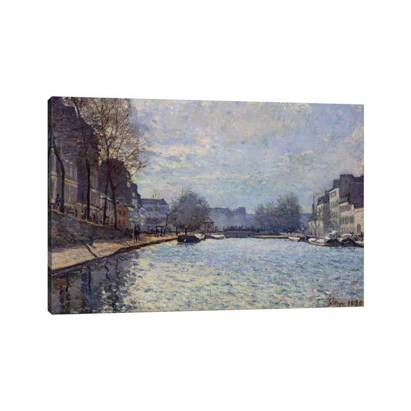 View of the Canal Saint-Martin, Paris, 1870 by Alfred Sisley - 1 Piece Wrapped Canvas Wall Art, 45.72cm H x 66.04cm W