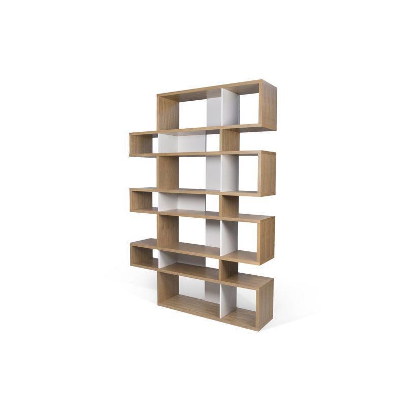 Geometric Bookcase, Oak and Pure White