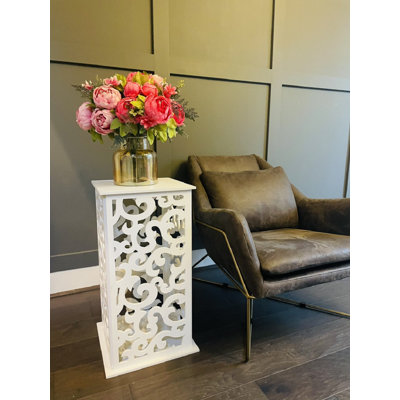 Vima Yaser Decorative Display PVC Stand Pedestal White Colour 26"H x 14"W x 14"D