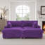 Canapé modulaire réversible 3 pièces rembourré en fausse fourrure de lapin brun clair avec repose-pieds 3 pièces-739848837-739848838