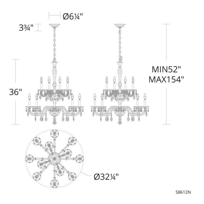 San Marco 12 - Light Chandelier, Antique Silver