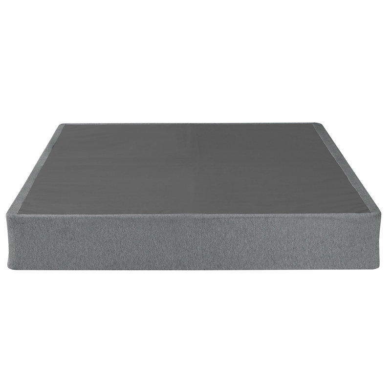 Très grand lit 9 po Base de lit pliable en métal, sommier gris avec housse en lin amovible et antidérapante pour matelas de base de rangement élégant et invités