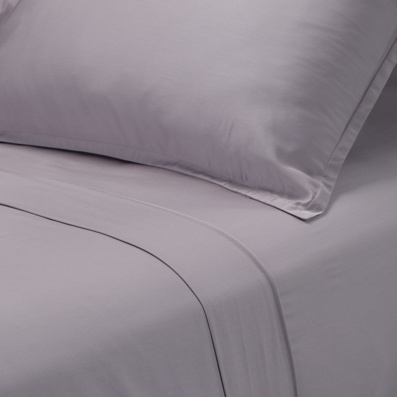 Ensemble de draps en satin de bambou, Ensemble de draps pour très grand lit avec 2 taie, Anthracite
