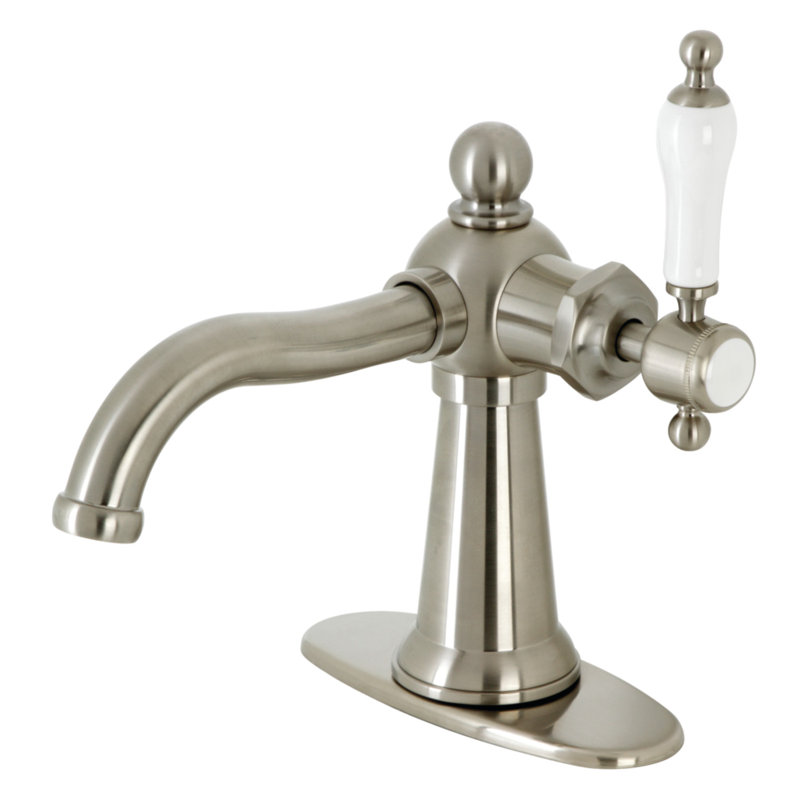 Robinet de salle de bain 1 poignée à fixation sur le comptoir avec poignée escamotable Kingston, Nickel brossé