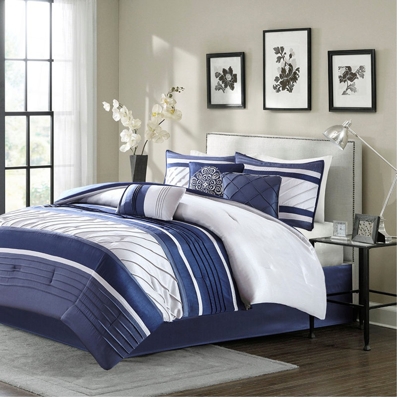 7 Piece Comforter Set Navy