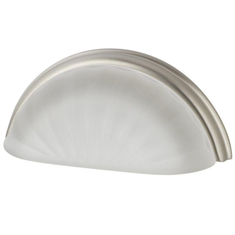 Crystal 3" Center to Center Cup Pull, Satin Nickel