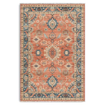 Tapis de couloir rétro antidérapant en chenille orange et terre cuite lavable pour le couloir du salon de cuisine