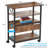 Rustic Brown Cpu Stand - Adjustable 3-Tier Storage For Home Office - Mobile Design