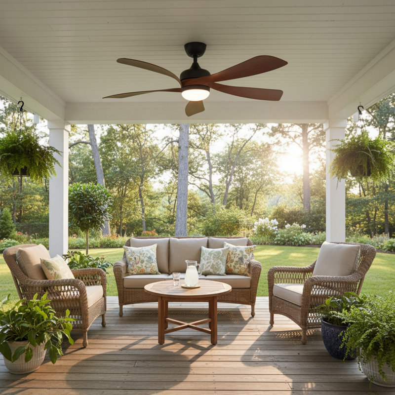 52 Inch Modern Ceiling Fan With 5 ABS Blades, Reversible Motor & Smart Remote Control,3 Color Dimmable Led Light, Noir