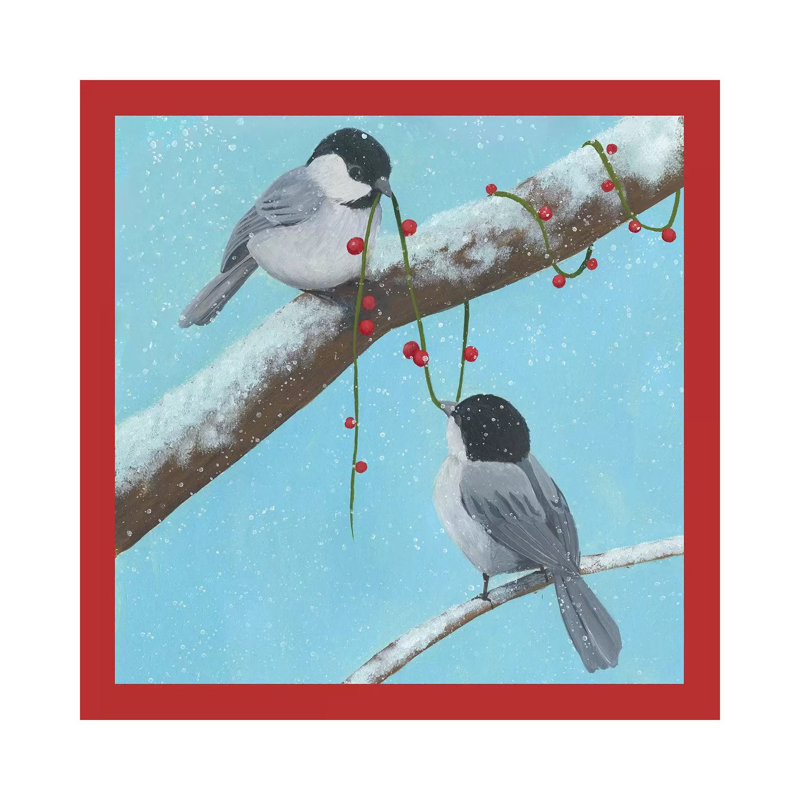Chickadee Christmas Collection J by Grace Popp - Gallery-Wrapped Canvas Giclée on Canvas, No Frame, 30.48 cm H x 30.48 cm W
