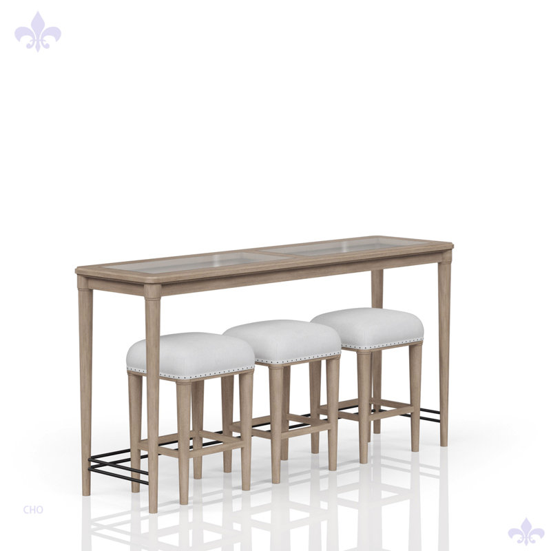 Frosted Glass Console Table With 3 Stools
