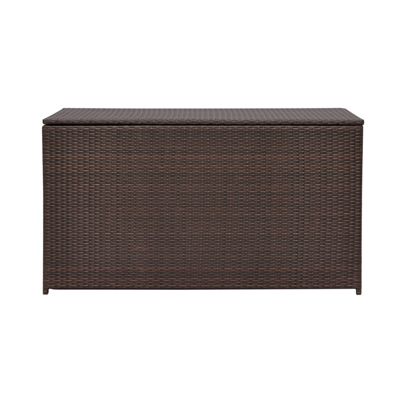 154-Gallon Outdoor PE Rattan Deck Box Outdoor Storage Chest with Waterproof Liner & Side Handles, Brown